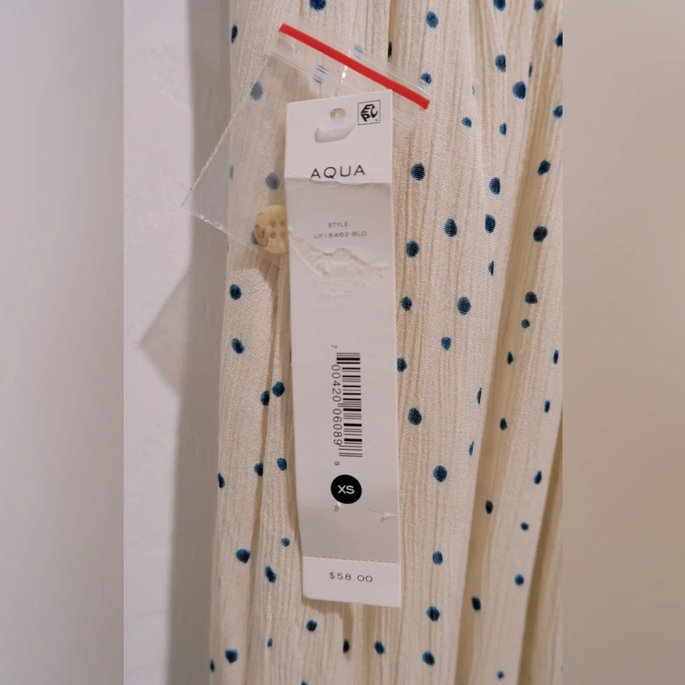 AQUA Tie-Front Polka Dot Midi Skirt - Picture 4 of 4